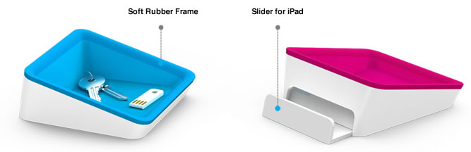 Soft rubber frame and slider for iPad